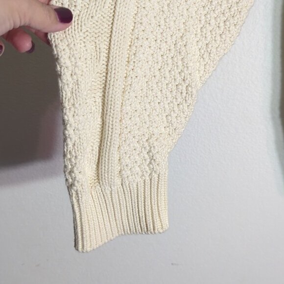 Gap Men's Fishermans Sweater Cable Knit Cotton Cream Chunky Cozy Grandpa XXL - Picture 5 of 10